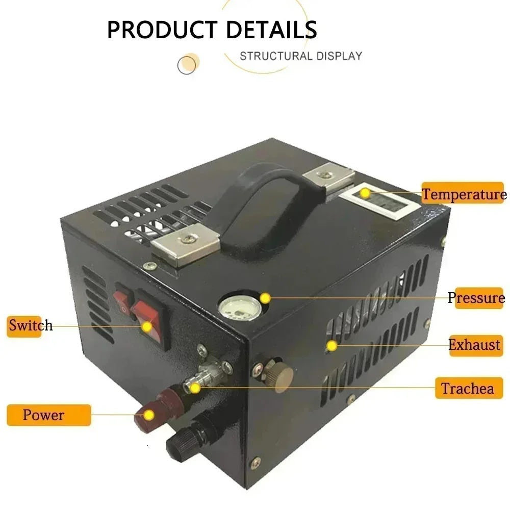 COMPRESOR PARA RIFLES PCP 4500 PSI 12/110 VOLTS