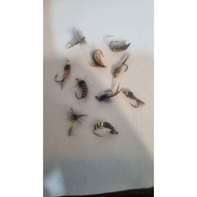 10 Señuelos Moscas Para Pesca Fly Fishing Ninfas Y Secas Varios
