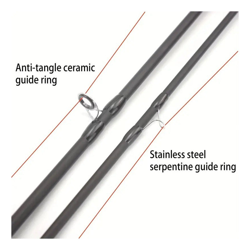 Caña De Pesca Con Mosca Fibra De Carbono Y Carrete No. 5/6 Gris Oscuro