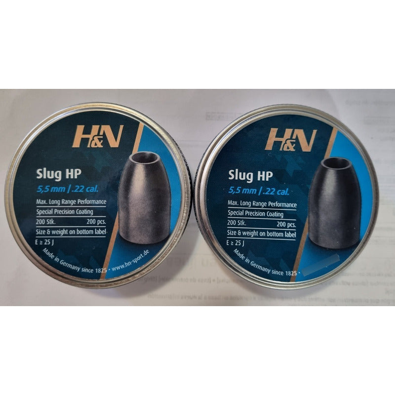 Diabolo Slug H&n  Calibre 22 (.217) En 25gr Ojiva (2 Latas)