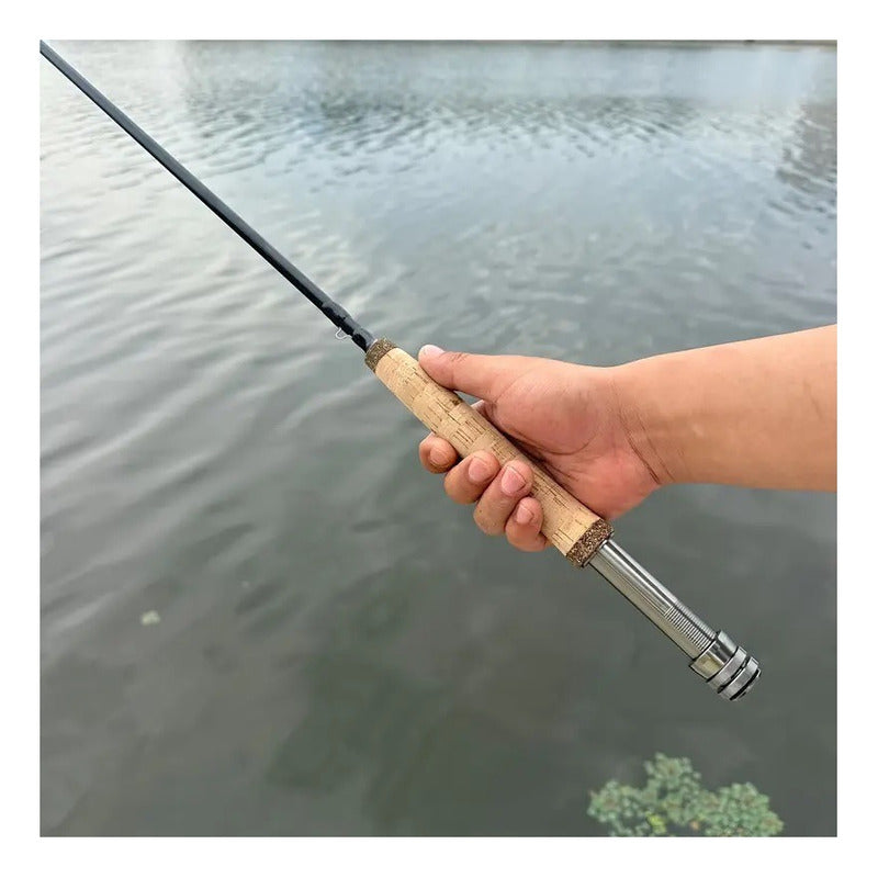 Caña De Pesca Con Mosca Fibra De Carbono Y Carrete No. 5/6 Gris Oscuro