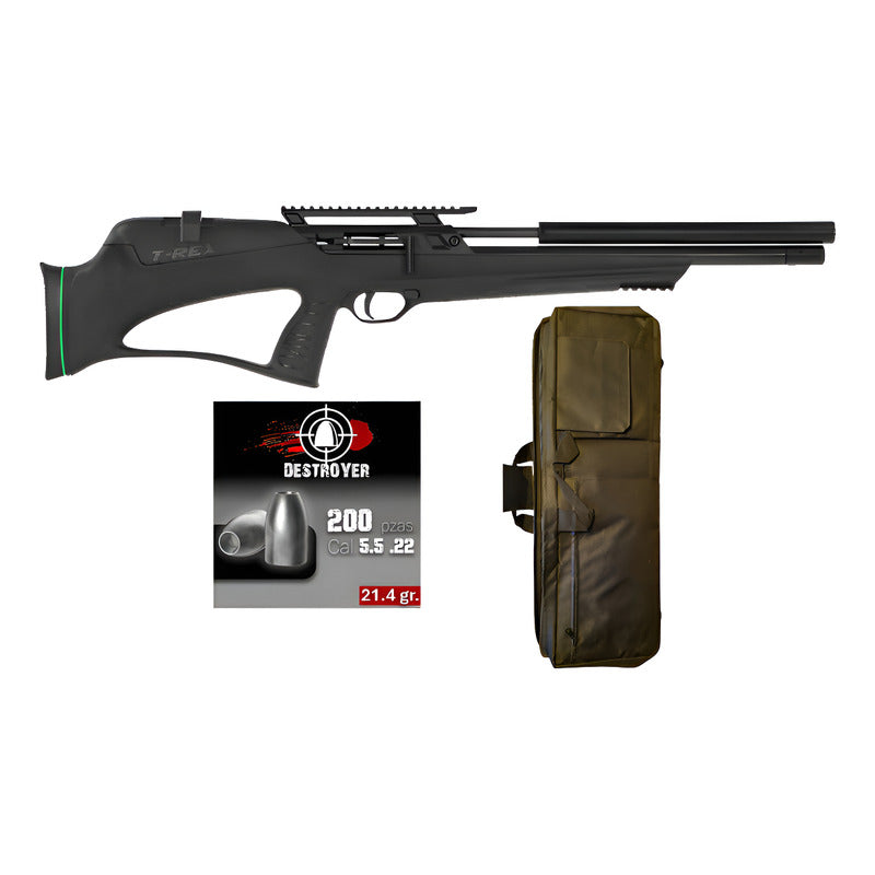 Rifle Pcp T-rex Bullpup Calibre .22 Y Estuche Y Ojivas Negro 558.8 Mm