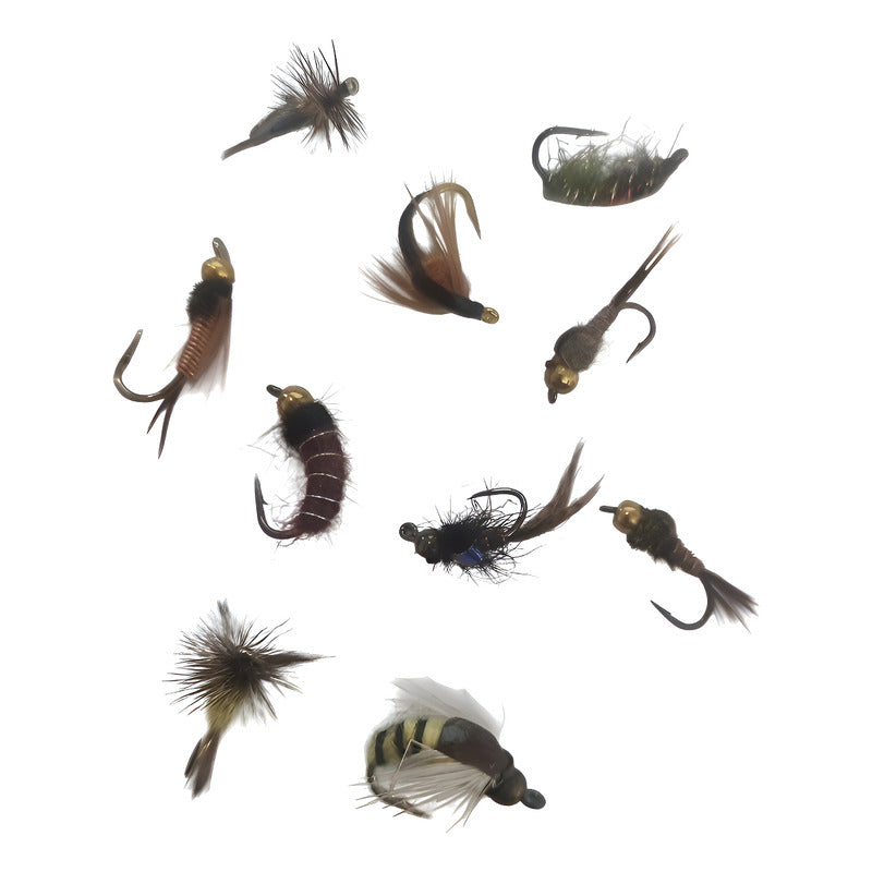 10 Señuelos Moscas Para Pesca Fly Fishing Ninfas Y Secas Varios