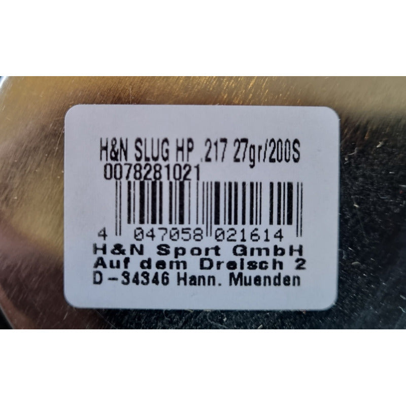 Diabolo Slug H&n Calibre 22 (.217) De 27gr Ojiva
