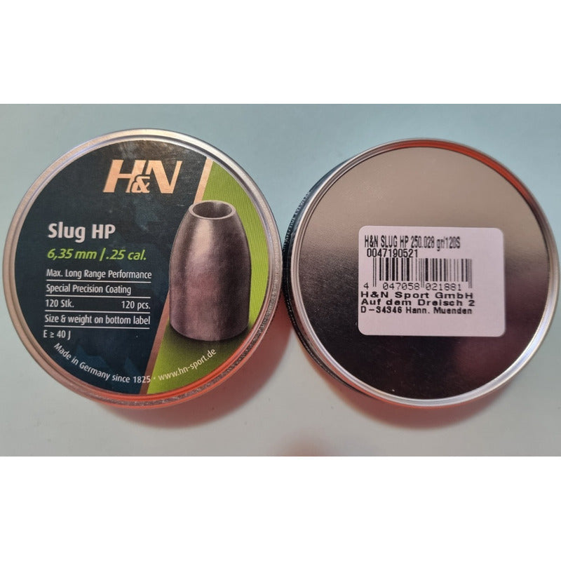 Diabolo Slug H&n  Calibre 25 En 28gr (.250)