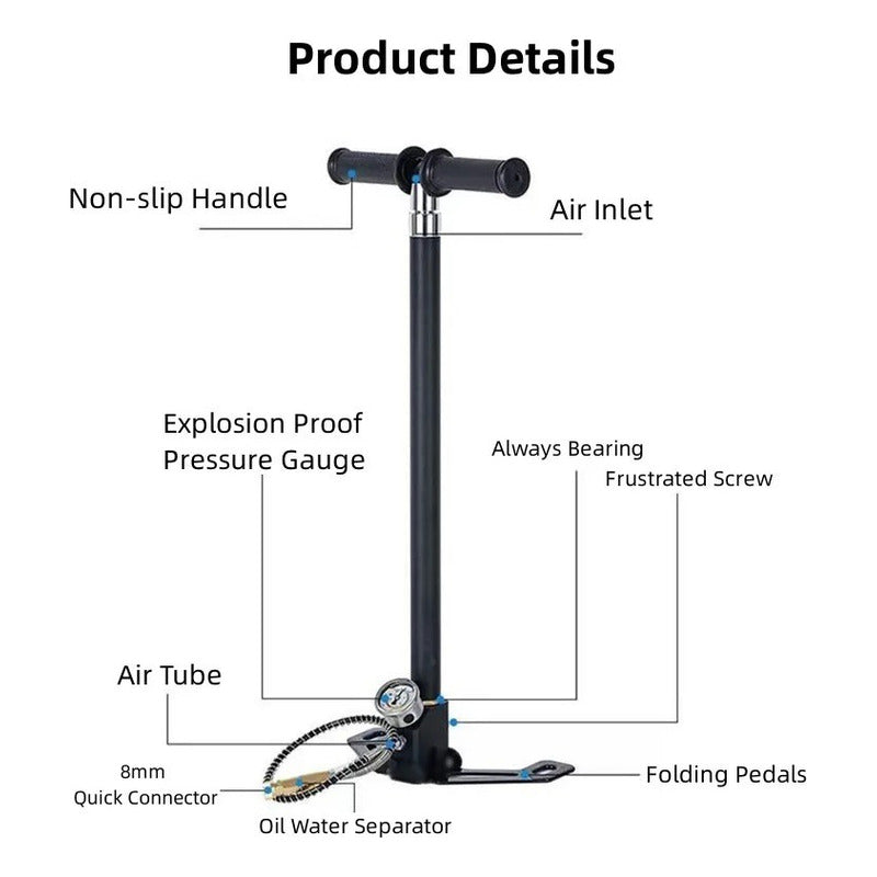 Bomba Manual Para Rifles Pcp 4 Etapas 4500 Psi Negro