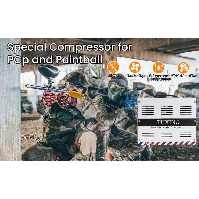 Compresor Portatil Para Pcp 4500psi Paro MANUAL Negro