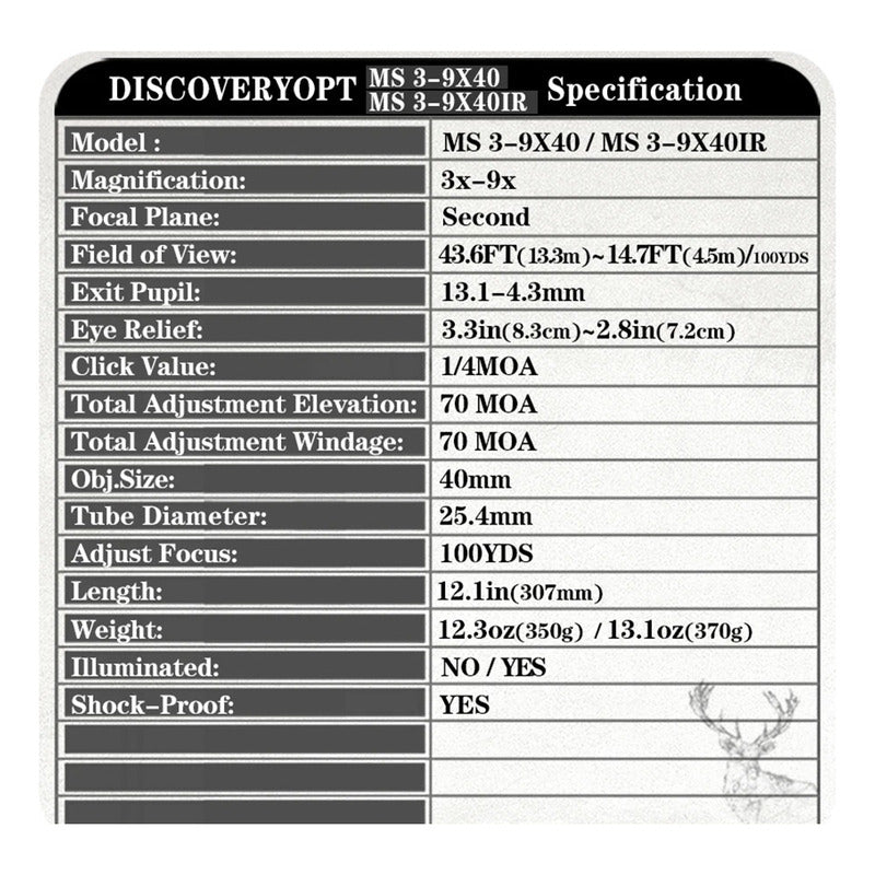 Mira Telescopica Discovery  3-9 X 40 Sfp