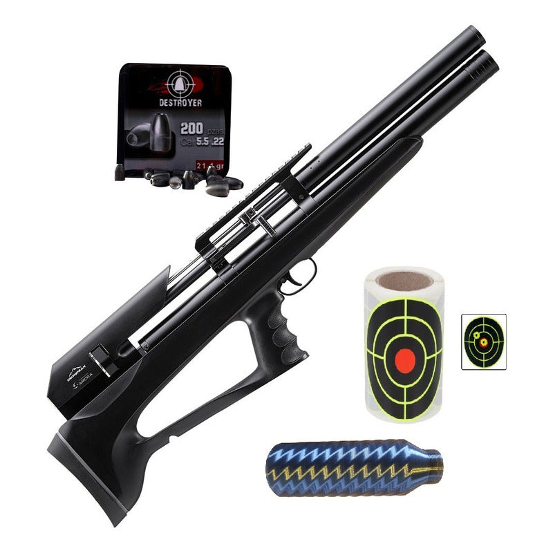 Rifle Pcp Snowpeak P35  Calibre .22 + Diabolos + Dianas Negro 558.8 Mm