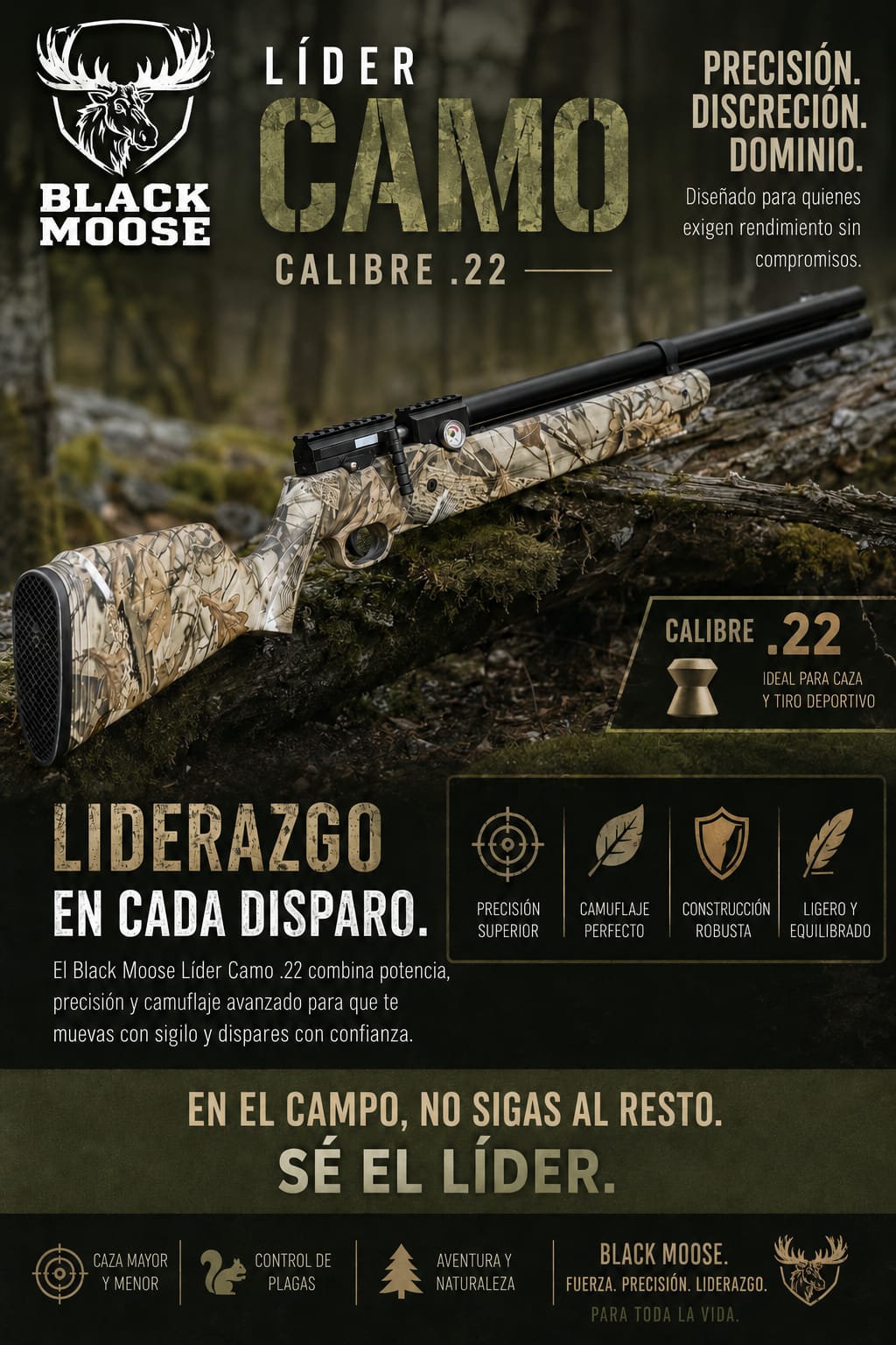 RIFLE PCP LIDER (AVENGER) VERSION BLACK MOOSE REGULADO CAL 5.5