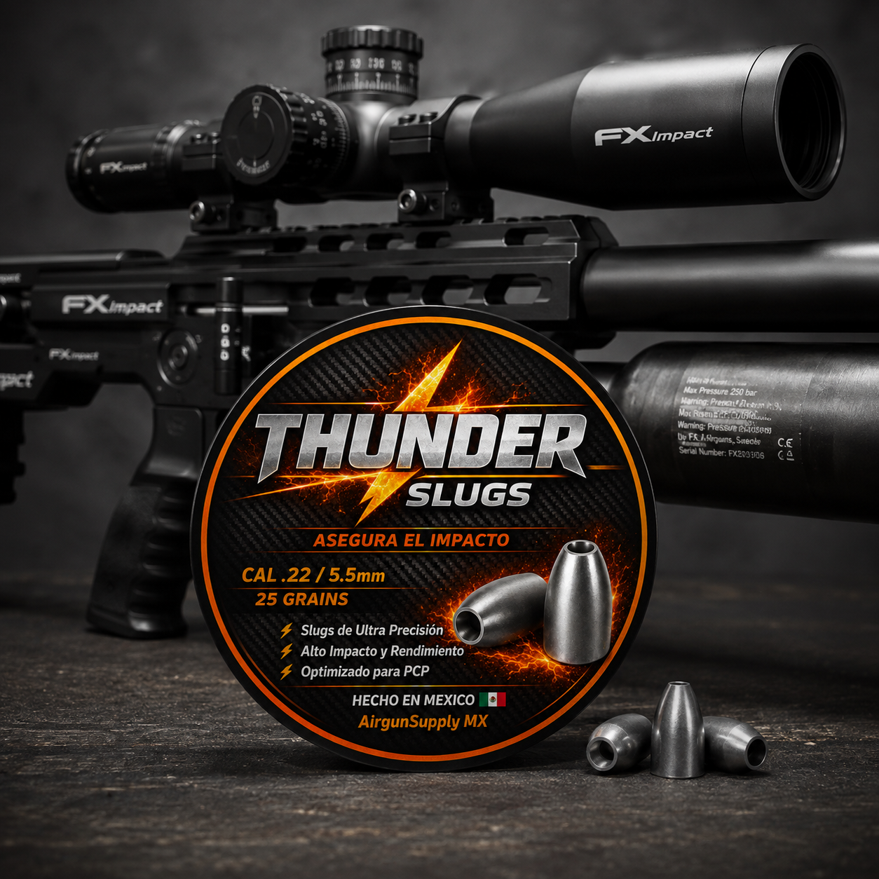 Diabolo SLUG THUNDER  CALIBRE 5.5 (0.22) EN 25 GRAINS