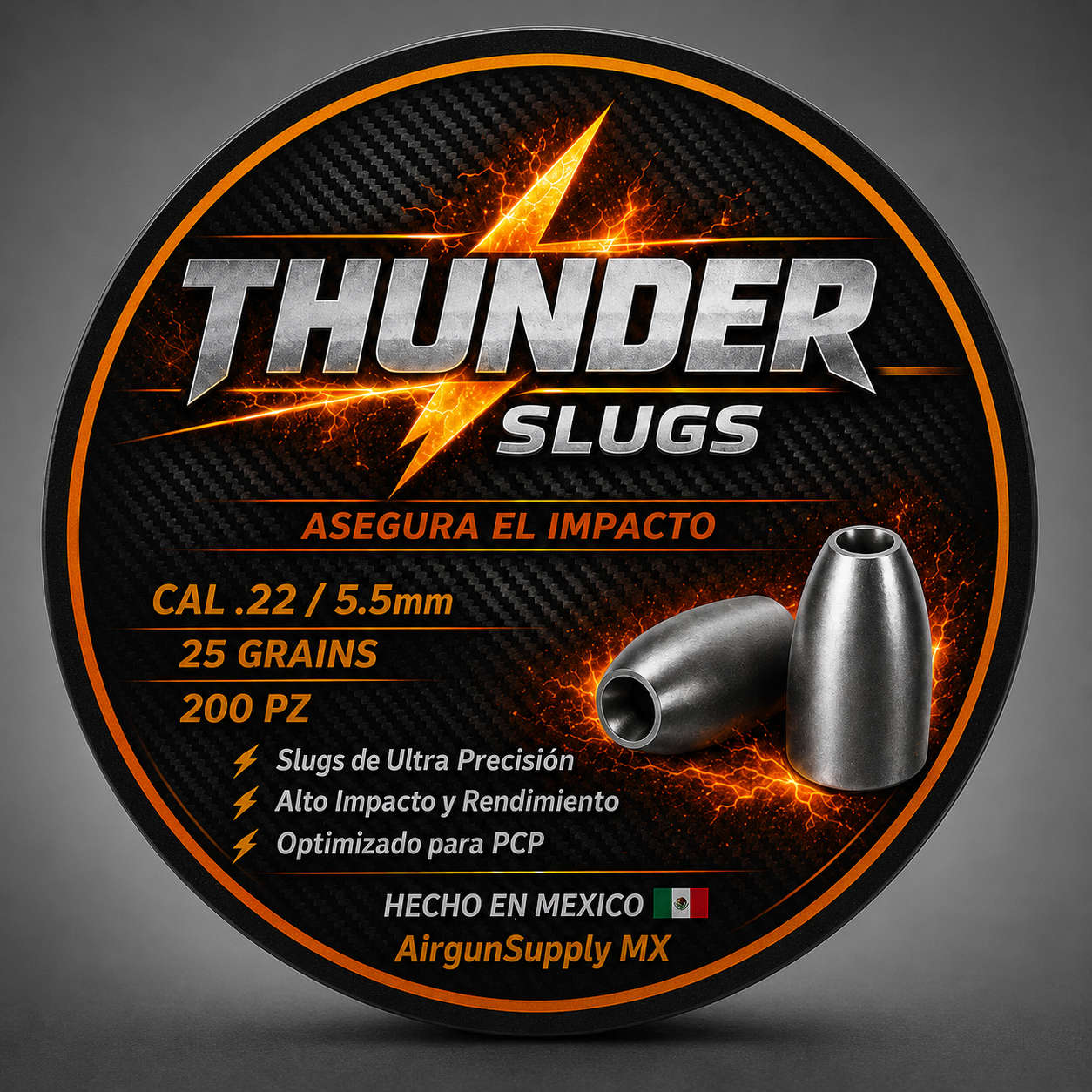 Diabolo SLUG THUNDER  CALIBRE 5.5 (0.22) EN 25 GRAINS