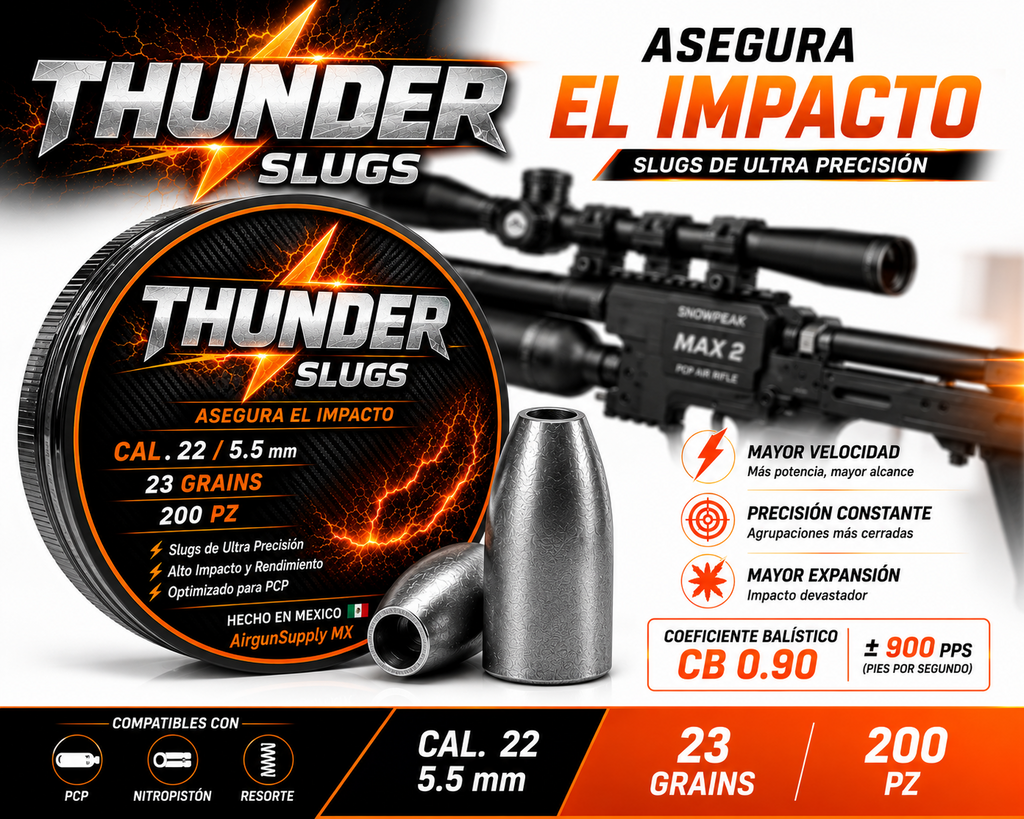 Diabolo SLUG THUNDER  CALIBRE 5.5 (0.22) EN 23 GRAINS